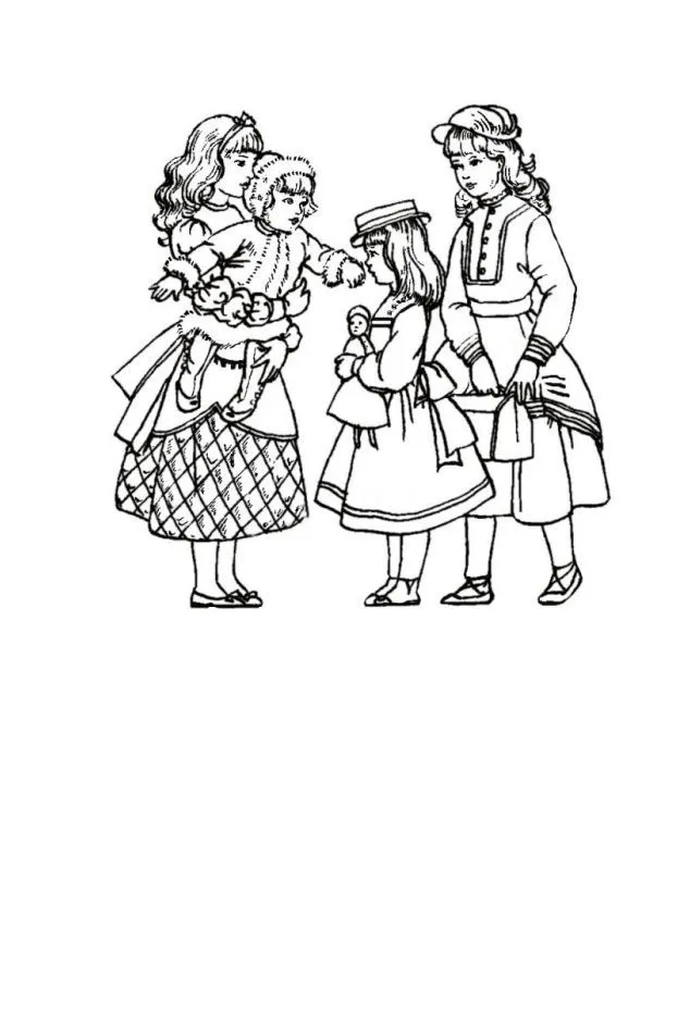 Victorian colouring page illustration