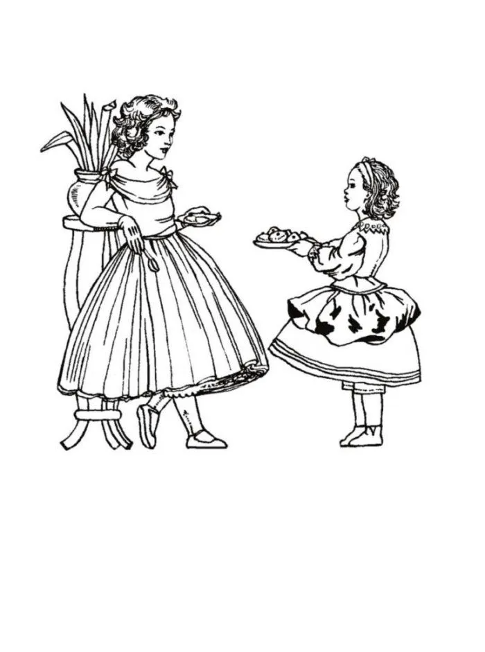Victorian colouring page illustration
