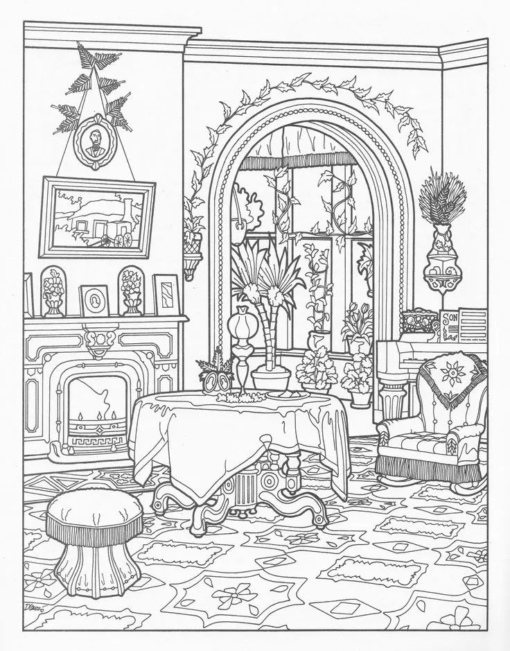 victorian coloring page 2