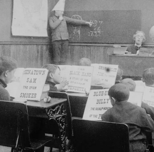 Victorian school punishment with dunce cap