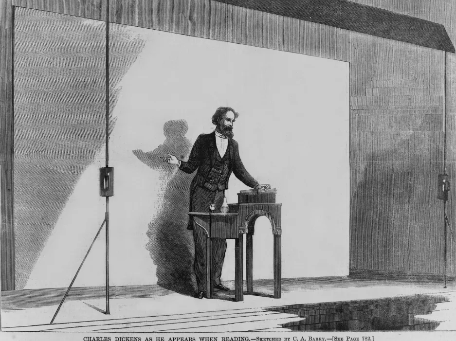 Charles Dickens giving a public reading