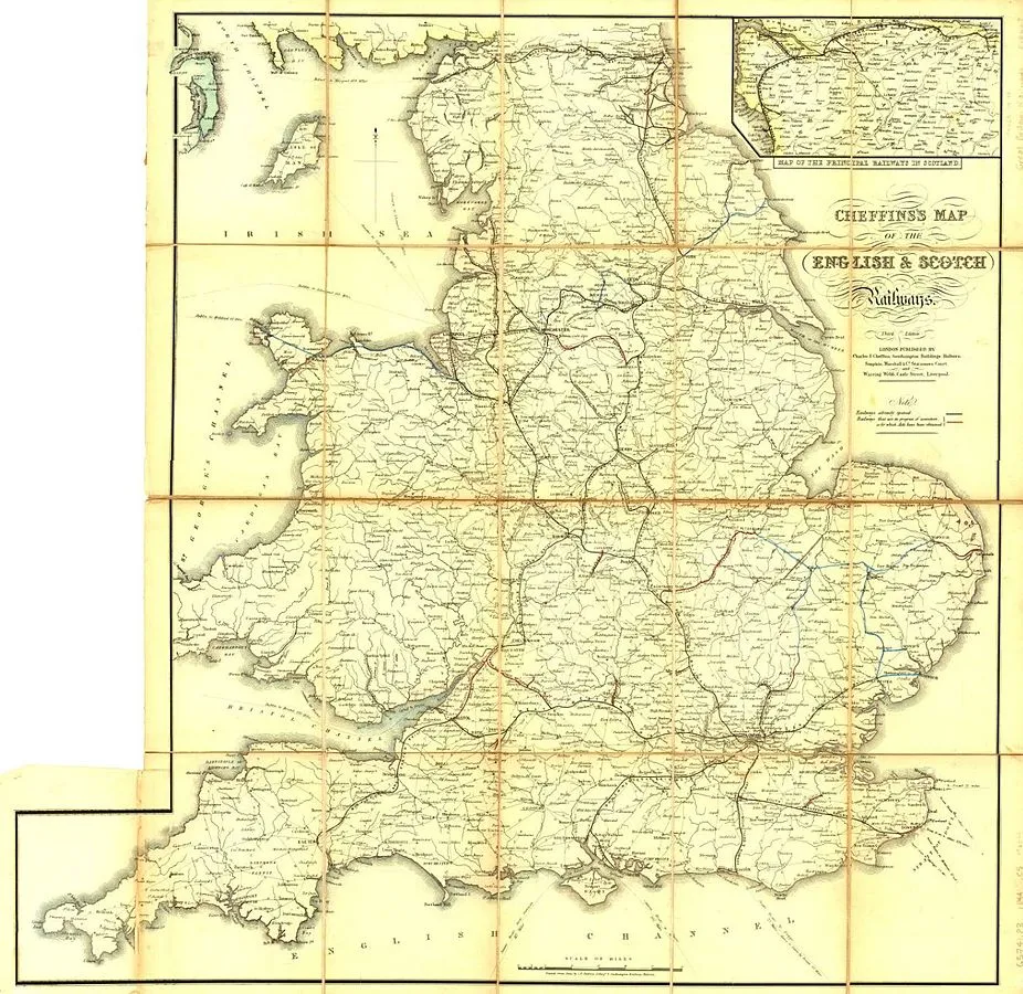 Cheffins's map of English and Scottish railways, 1850